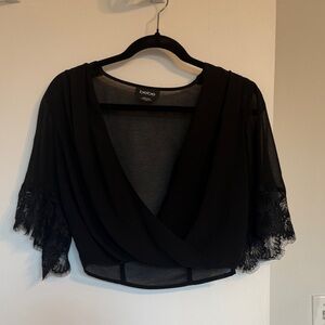 Bebe Black Sheer Lace Crop Top